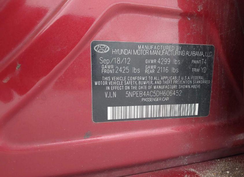 Photo 9 of 2013 Hyundai Sonata GLS (VIN 5NPEB4AC5DH606452)