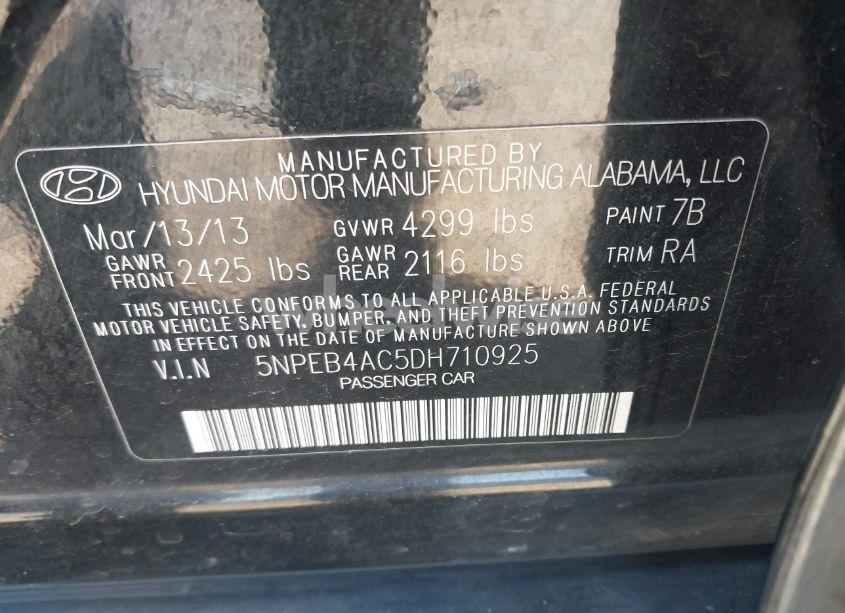 Photo 9 of 2013 Hyundai Sonata GLS (VIN 5NPEB4AC5DH710925)