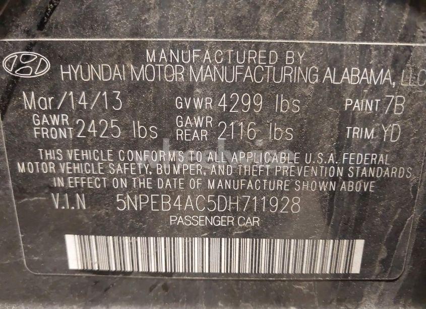 Photo 9 of 2013 Hyundai Sonata GLS (VIN 5NPEB4AC5DH711928)