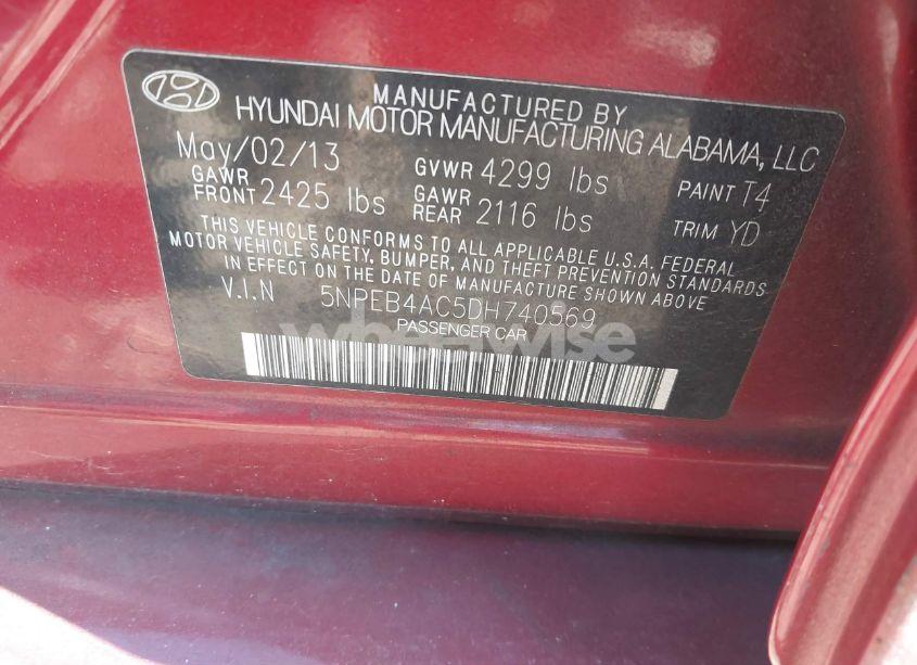 Photo 9 of 2013 Hyundai Sonata GLS (VIN 5NPEB4AC5DH740569)