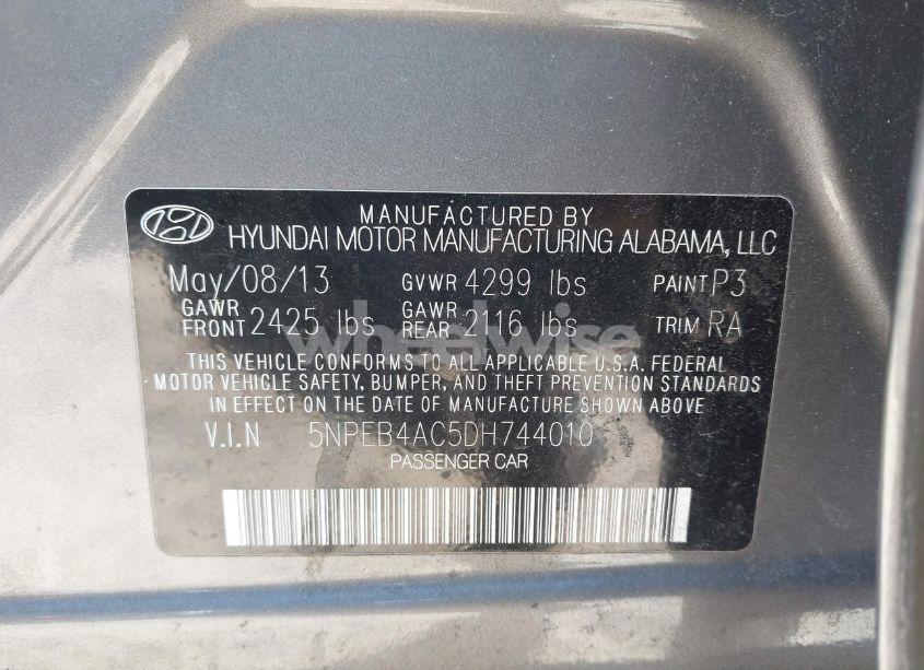 Photo 9 of 2013 Hyundai Sonata GLS (VIN 5NPEB4AC5DH744010)