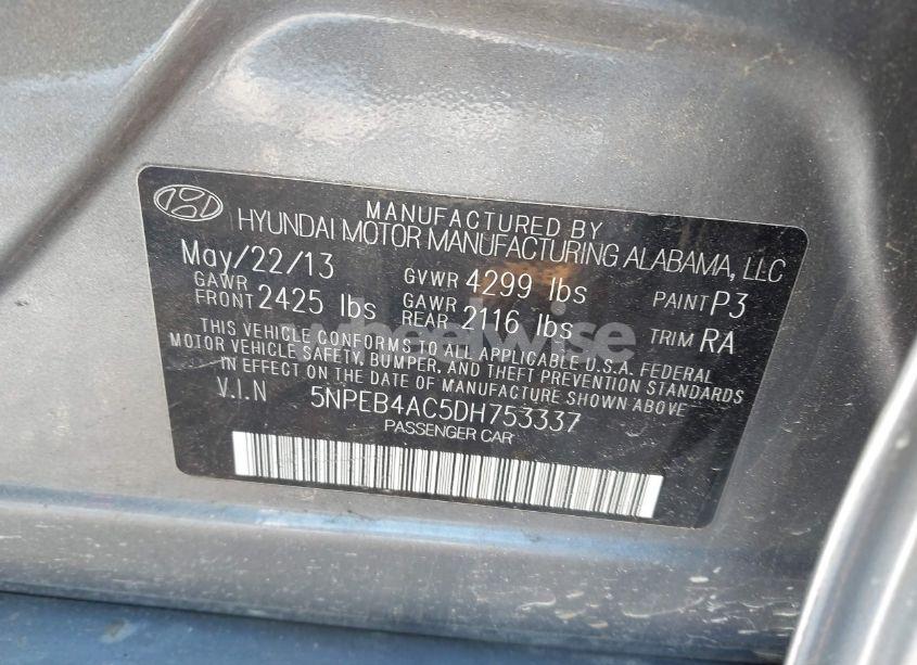 Photo 9 of 2013 Hyundai Sonata GLS (VIN 5NPEB4AC5DH753337)