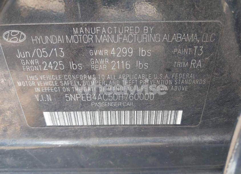 Photo 9 of 2013 Hyundai Sonata GLS (VIN 5NPEB4AC5DH760000)