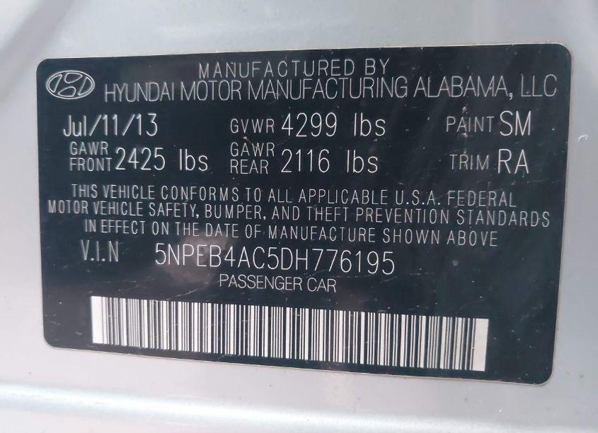 Photo 9 of 2013 Hyundai Sonata GLS (VIN 5NPEB4AC5DH776195)