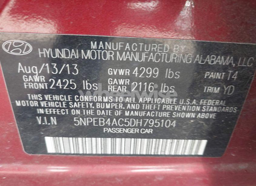 Photo 9 of 2013 Hyundai Sonata GLS (VIN 5NPEB4AC5DH795104)