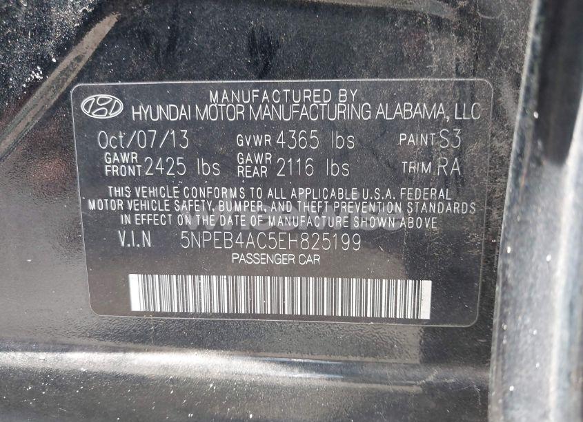 Photo 9 of 2014 Hyundai Sonata GLS (VIN 5NPEB4AC5EH825199)