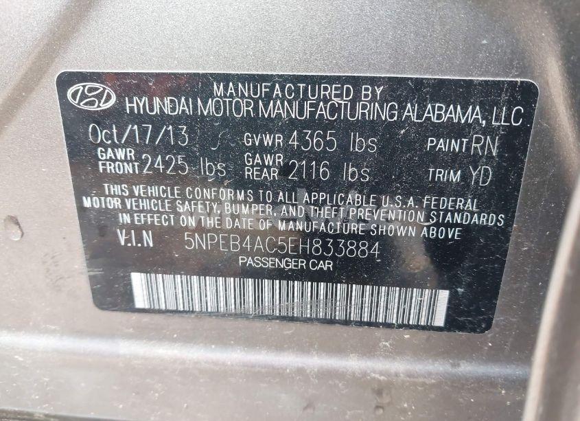 Photo 9 of 2014 Hyundai Sonata GLS (VIN 5NPEB4AC5EH833884)