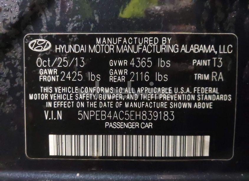 Photo 9 of 2014 Hyundai Sonata GLS (VIN 5NPEB4AC5EH839183)