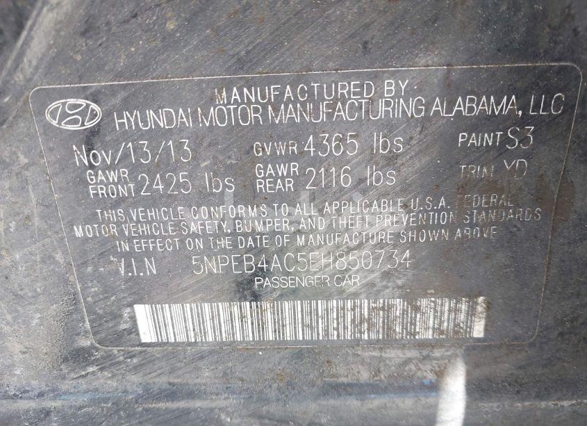 Photo 9 of 2014 Hyundai Sonata GLS (VIN 5NPEB4AC5EH850734)