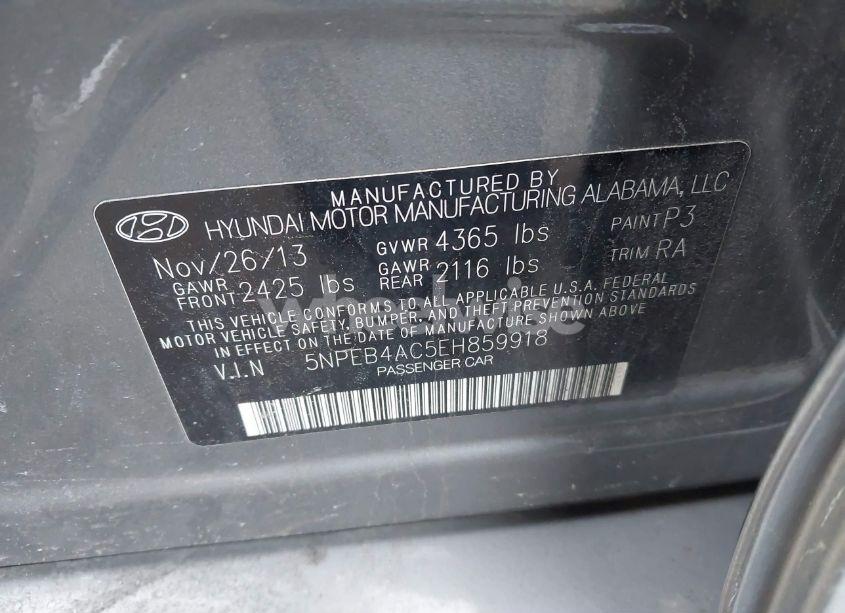 Photo 9 of 2014 Hyundai Sonata GLS (VIN 5NPEB4AC5EH859918)