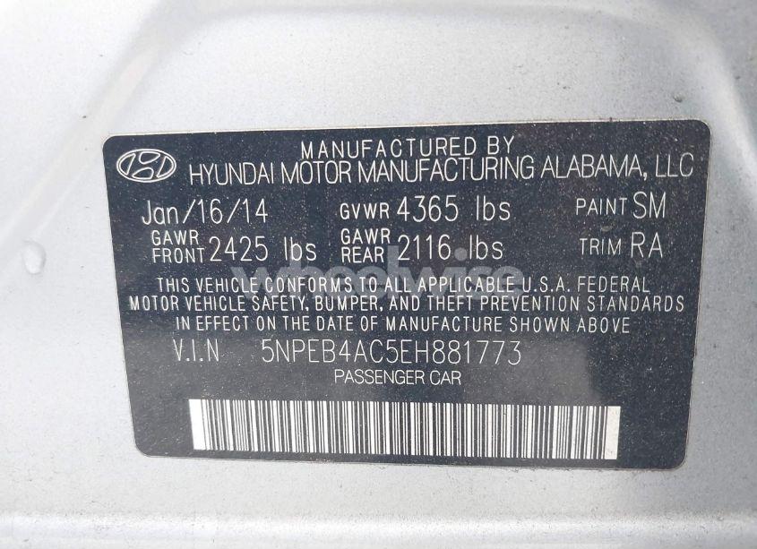 Photo 9 of 2014 Hyundai Sonata GLS (VIN 5NPEB4AC5EH881773)
