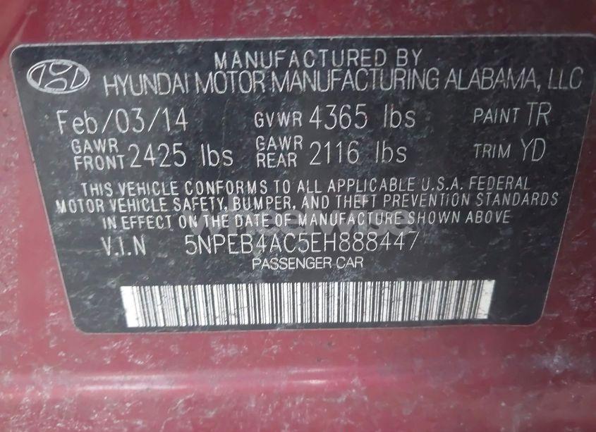 Photo 9 of 2014 Hyundai Sonata GLS (VIN 5NPEB4AC5EH888447)
