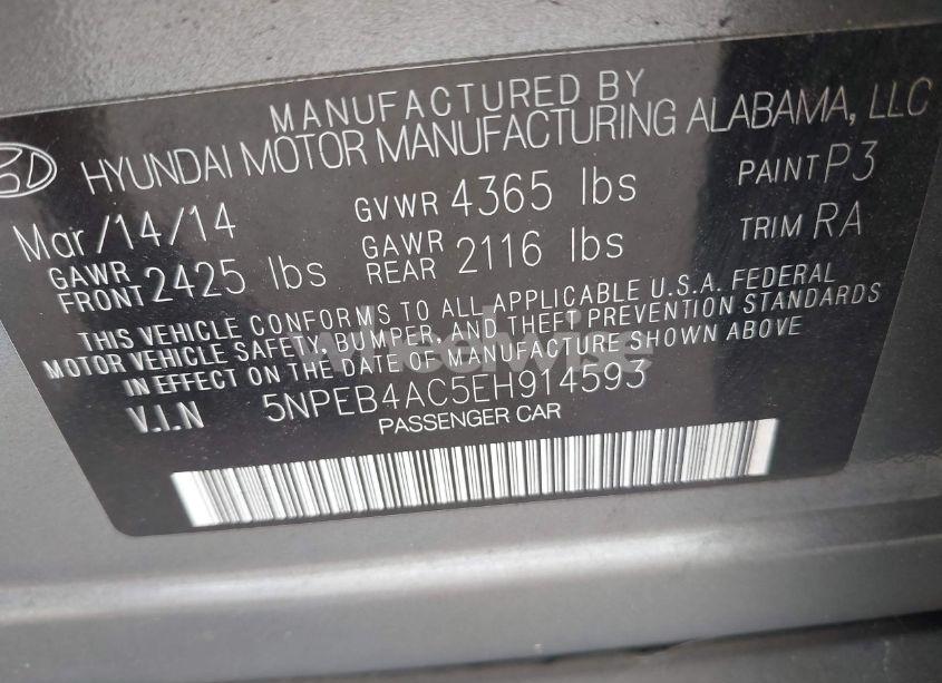 Photo 9 of 2014 Hyundai Sonata GLS (VIN 5NPEB4AC5EH914593)