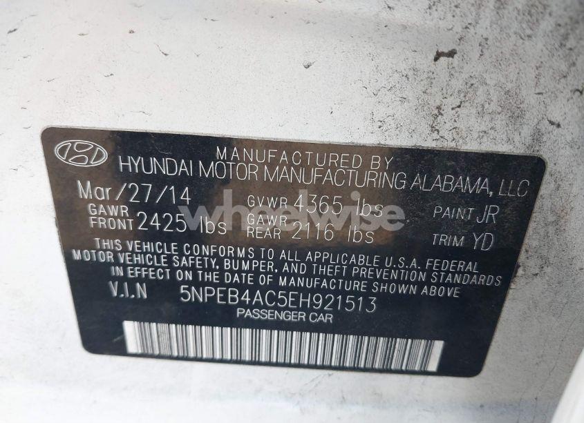 Photo 9 of 2014 Hyundai Sonata GLS (VIN 5NPEB4AC5EH921513)