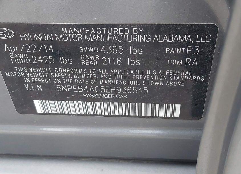 Photo 9 of 2014 Hyundai Sonata GLS (VIN 5NPEB4AC5EH936545)