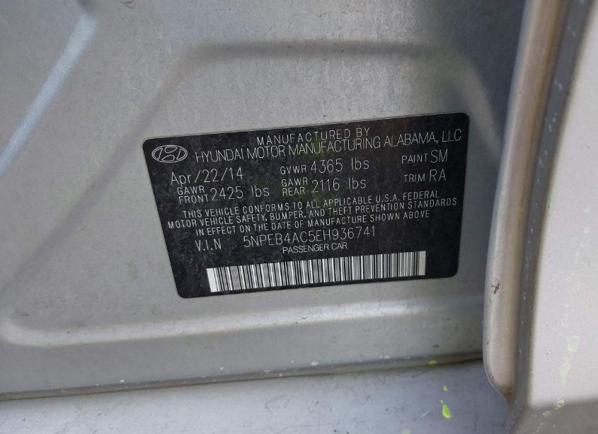 Photo 9 of 2014 Hyundai Sonata GLS (VIN 5NPEB4AC5EH936741)