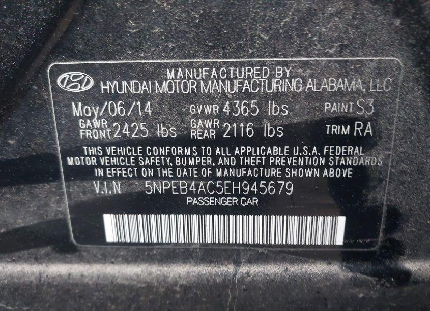 Photo 9 of 2014 Hyundai Sonata GLS (VIN 5NPEB4AC5EH945679)
