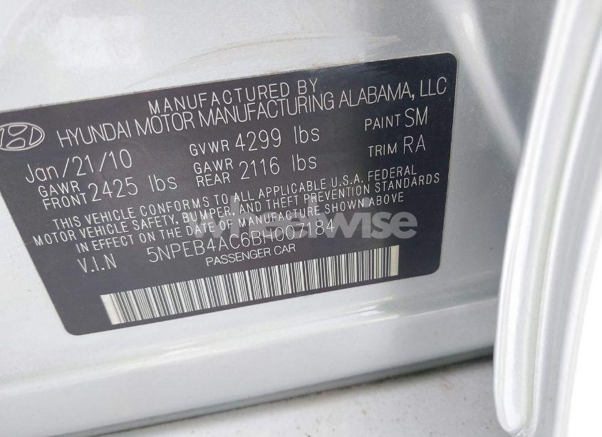 Photo 9 of 2011 Hyundai Sonata GLS (VIN 5NPEB4AC6BH007184)