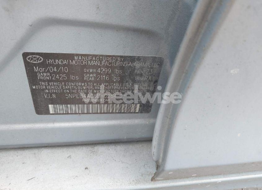 Photo 9 of 2011 Hyundai Sonata GLS (VIN 5NPEB4AC6BH028410)