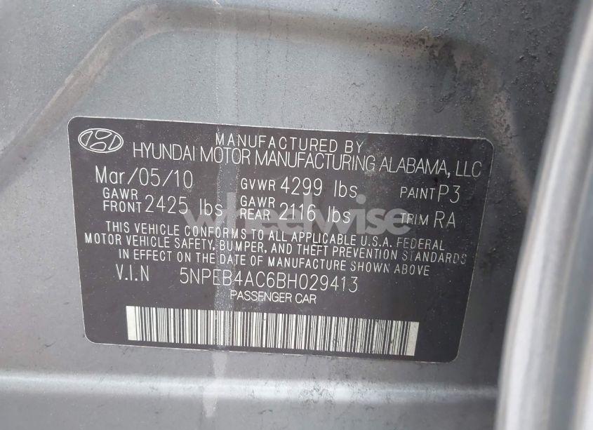 Photo 9 of 2011 Hyundai Sonata GLS (VIN 5NPEB4AC6BH029413)