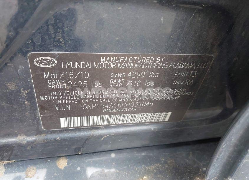 Photo 9 of 2011 Hyundai Sonata GLS (VIN 5NPEB4AC6BH034045)