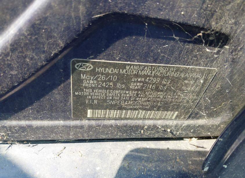 Photo 9 of 2011 Hyundai Sonata GLS (VIN 5NPEB4AC6BH081642)