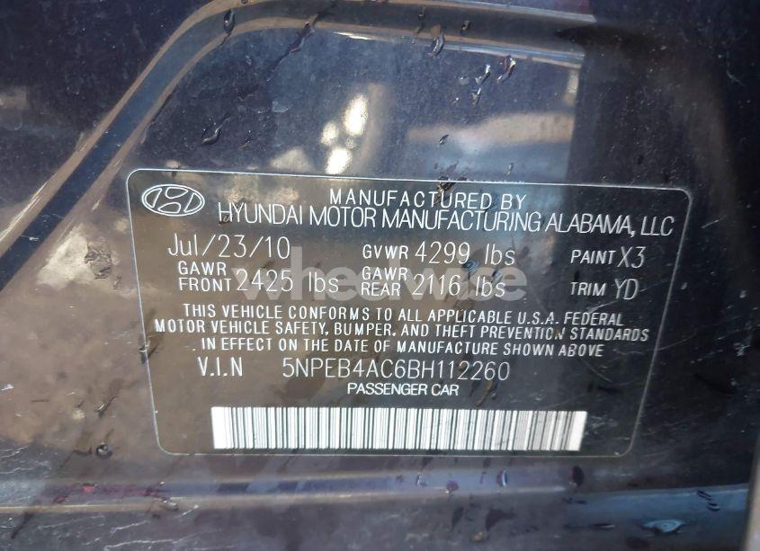 Photo 9 of 2011 Hyundai Sonata GLS (VIN 5NPEB4AC6BH112260)