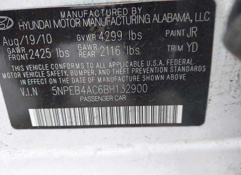 Photo 9 of 2011 Hyundai Sonata GLS (VIN 5NPEB4AC6BH132900)