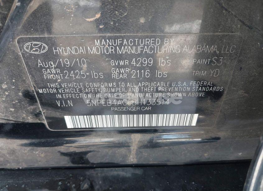 Photo 9 of 2011 Hyundai Sonata GLS (VIN 5NPEB4AC6BH133514)