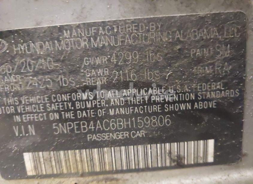 Photo 9 of 2011 Hyundai Sonata GLS (VIN 5NPEB4AC6BH159806)