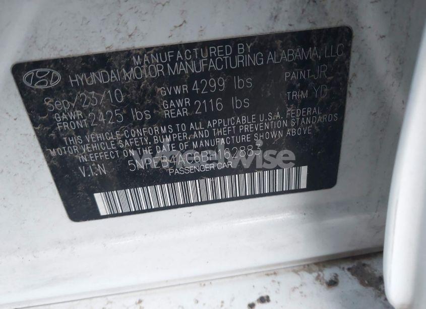 Photo 9 of 2011 Hyundai Sonata GLS (VIN 5NPEB4AC6BH162883)