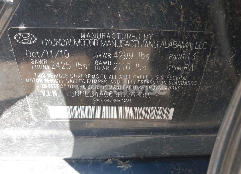 Photo 9 of 2011 Hyundai Sonata GLS (VIN 5NPEB4AC6BH176850)