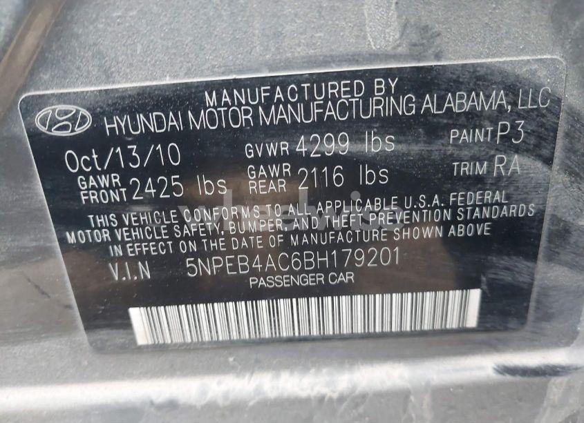 Photo 9 of 2011 Hyundai Sonata GLS (VIN 5NPEB4AC6BH179201)