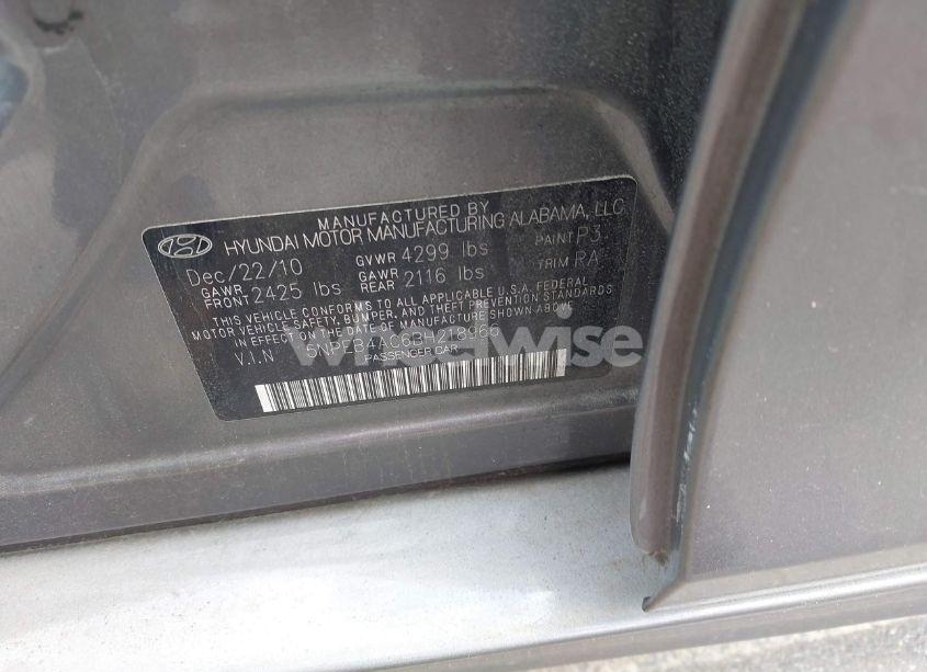 Photo 9 of 2011 Hyundai Sonata GLS (VIN 5NPEB4AC6BH218966)