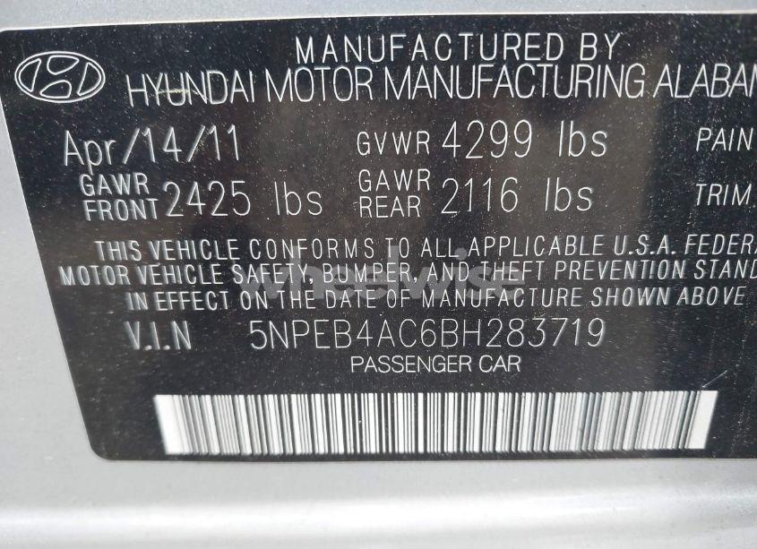 Photo 9 of 2011 Hyundai Sonata GLS (VIN 5NPEB4AC6BH283719)