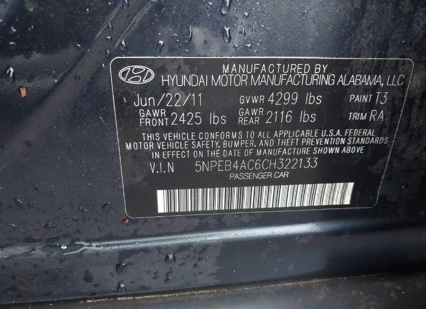 Photo 9 of 2012 Hyundai Sonata GLS (VIN 5NPEB4AC6CH322133)