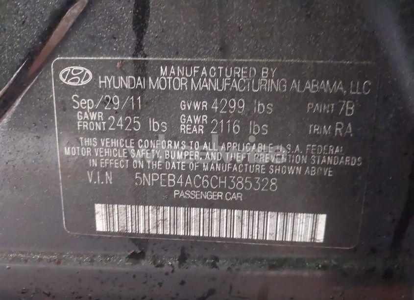 Photo 9 of 2012 Hyundai Sonata GLS (VIN 5NPEB4AC6CH385328)