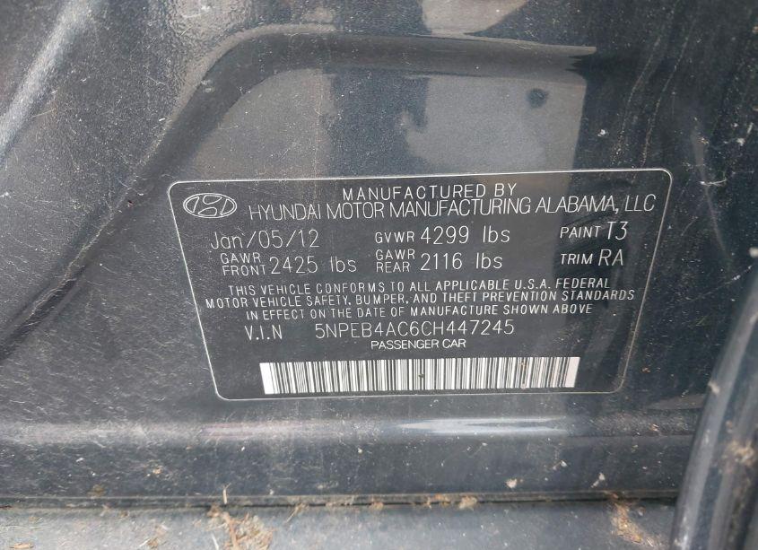 Photo 9 of 2012 Hyundai Sonata GLS (VIN 5NPEB4AC6CH447245)