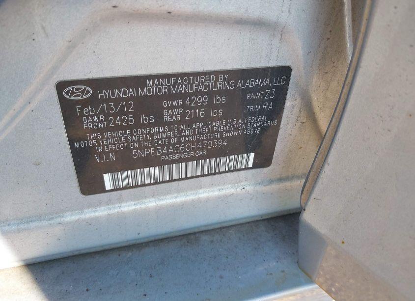 Photo 9 of 2012 Hyundai Sonata GLS (VIN 5NPEB4AC6CH470394)