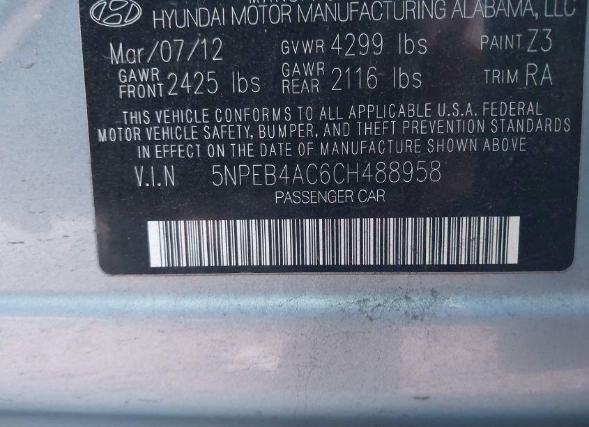 Photo 9 of 2012 Hyundai Sonata GLS (VIN 5NPEB4AC6CH488958)