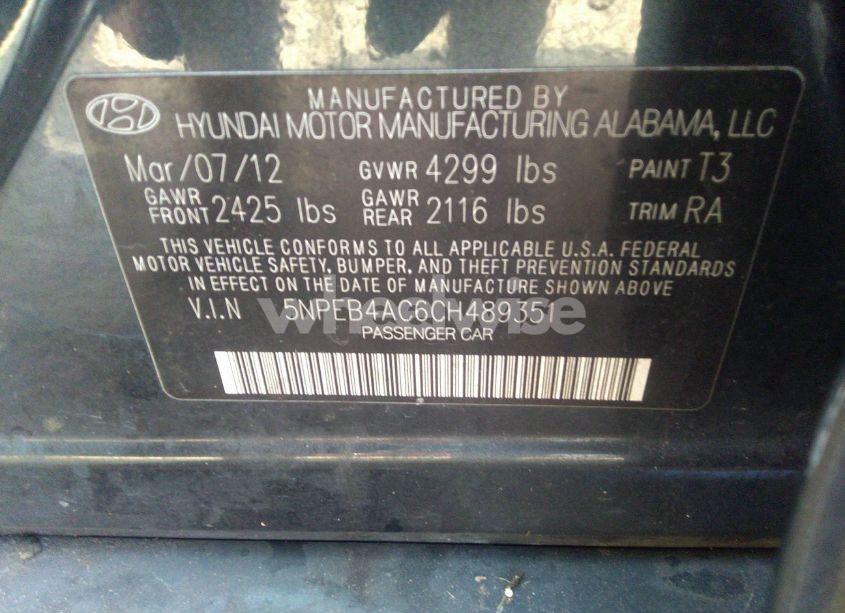 Photo 9 of 2012 Hyundai Sonata GLS (VIN 5NPEB4AC6CH489351)