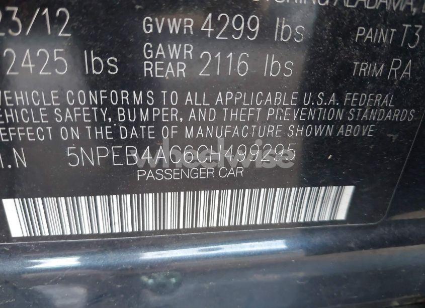 Photo 9 of 2012 Hyundai Sonata GLS (VIN 5NPEB4AC6CH499295)