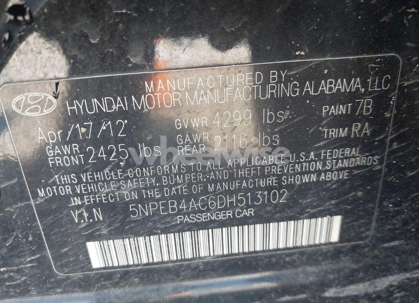 Photo 9 of 2013 Hyundai Sonata GLS (VIN 5NPEB4AC6DH513102)