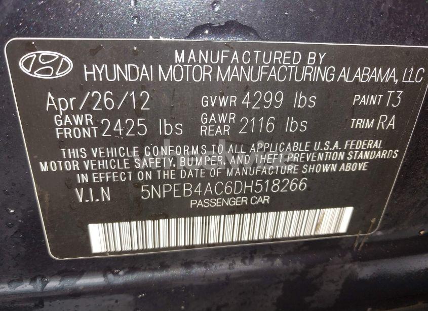 Photo 9 of 2013 Hyundai Sonata GLS (VIN 5NPEB4AC6DH518266)
