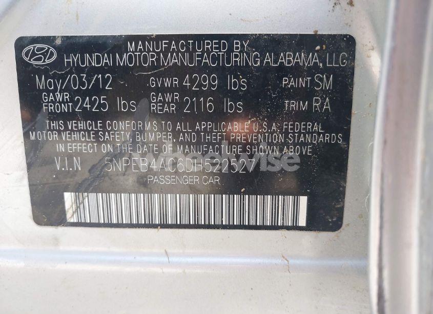 Photo 9 of 2013 Hyundai Sonata GLS (VIN 5NPEB4AC6DH522527)