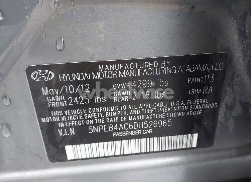 Photo 9 of 2013 Hyundai Sonata GLS (VIN 5NPEB4AC6DH526965)