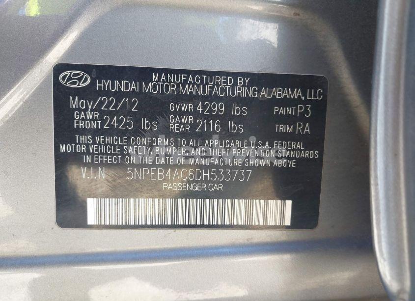Photo 9 of 2013 Hyundai Sonata GLS (VIN 5NPEB4AC6DH533737)