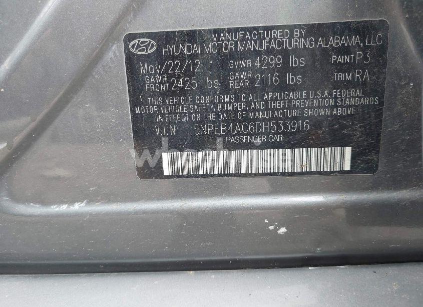 Photo 9 of 2013 Hyundai Sonata GLS (VIN 5NPEB4AC6DH533916)