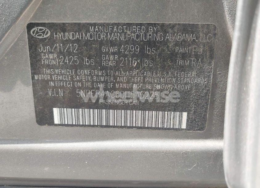 Photo 9 of 2013 Hyundai Sonata GLS (VIN 5NPEB4AC6DH545225)