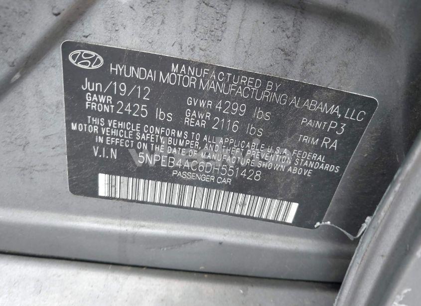 Photo 9 of 2013 Hyundai Sonata GLS (VIN 5NPEB4AC6DH551428)